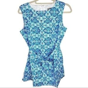 Jessica London Blue Tile Belted Blouse Size 12W